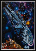 Star Wars 1982 Japanese reissue poster featuring Millennium Falcon artwork by Noriyoshi Ohrai